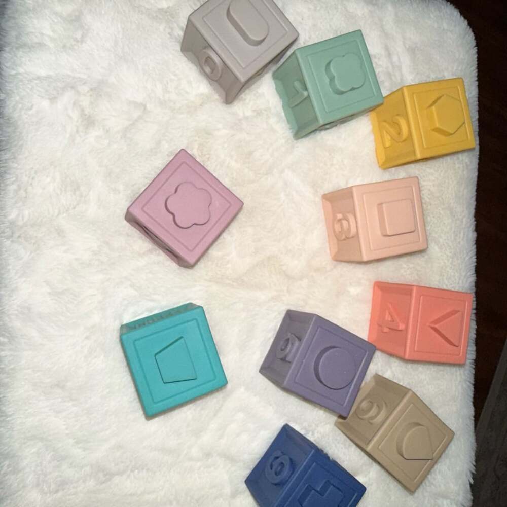 Silicone Soft Baby Stacking and Sensory Building Blocks Set